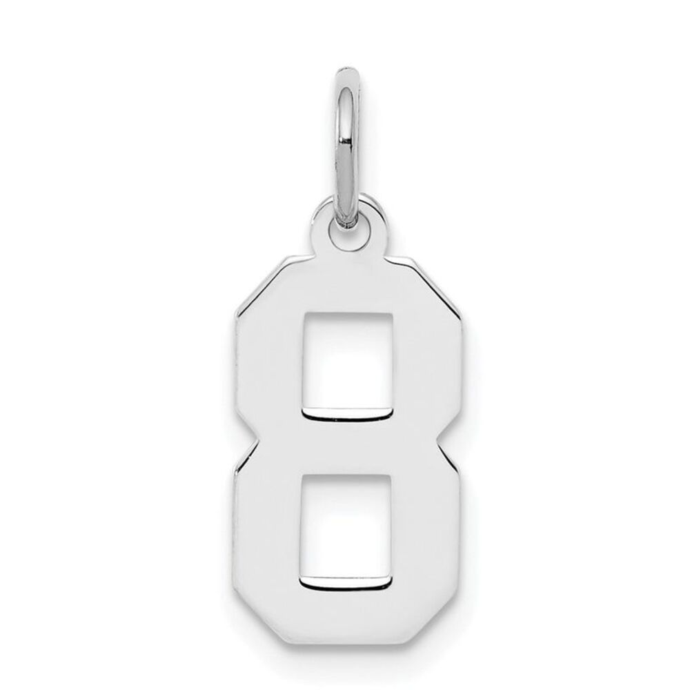 Sterling Silver, Athletic Collection, Small Polished Number 8 Pendant